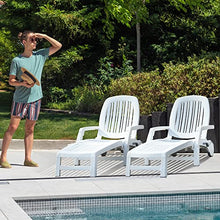 YITAHOME Outdoor Folding Chaise Lounge Chair 6-Position Adjustable Backrest White