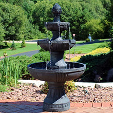 Sunnydaze 43” Flower Blossom 3-Tier Outdoor Water Fountain, Electric, Black