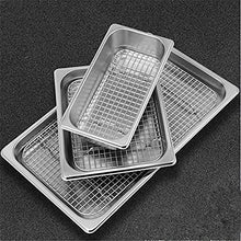 Mesh Net BBQ Net Stainless Steel Basin Oil Rack Filter Rectangular Plate Frying Basket Baking Shaker Tub Strainer Tray (Size : 1-2 mesh and pan H4cm) (1)