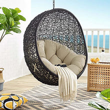 Swing Lounge Chair, Black Beige, Modern, Outdoor Patio Balcony Cafe Bistro Garden Hotel