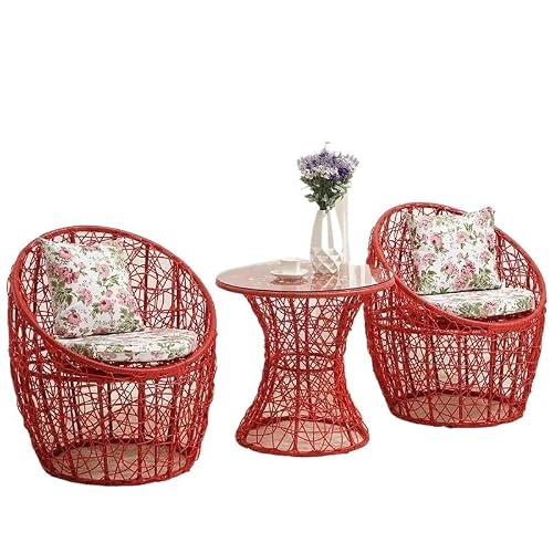 GLigeT Balcony Table and Chair Set Rattan Chair Three-Piece Set Garden Furniture Sets Balcony Tables and Chairs Leisure Outdoor Garden Tables and Chairs Set Bistro Table Set (Color : B-D)