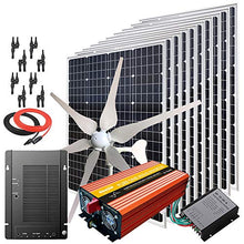 1600W Wind Solar Generator Kit with 2000W Inverter: 400W Wind Turbine(6 blades) + 10PCS 120W Mono Solar Panels + MPPT Charge Controller + Accessories (1600W kit with 2000W Inverter, for 24V System)