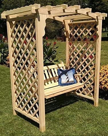 Backyard Crafts Amish-Made Jamesport Style Pine Arbor with Swing 5' Wide Gray Stain