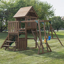 Swing-N-Slide Knightsbridge Wooden Swing Set with Slide & Monkey Bars, Green
