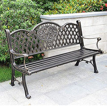 KLYCHF Garden Bench Outdoor Bench Patio Bench Front Porch Furniture Park Terrace Bench Outdoor Bench Weatherproof Cast Aluminum Retro Garden Bench Dec