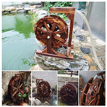 Water Wheel Fountain Garden Decoration Water Feature,Wheel Waterfall Wooden Vintage Rustic Ornamental Pond Decorative,Outdoor Wheels Fountain,for Garden,Patio Backyard, Porch,Yard (Size : Diameter 5