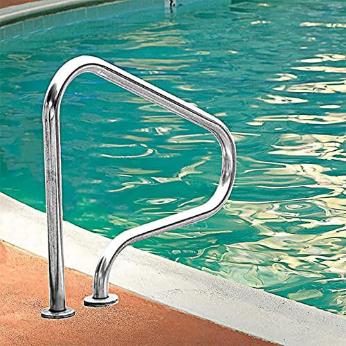 Handrail Pool Safety Handrail, 304 Stainless Steel Pool Railing, Swimming Pool Hand Rail with 4ft Blue Grip Cover, Complete Mounting Accessories