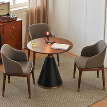 Bar Height Table Modern Round Dining Table 40", Solid Wood Black Gold Base