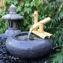 EliteBloom Outdoorese Garden Feature,Garden Decoration,Bamboo Fountain Decor,Water Spout with Pump, Waterfall (50Cm)
