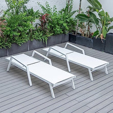 LeisureMod Modern White Sling Chaise Lounge Chair Set of 2