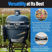 Slow 'N Sear Deluxe Kamado Grill 22" for Two-Zone Charcoal Cooking