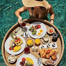 Floating Tray Luxury Floating Tray Table Bar - Floating Game or Card Table Tray for Pool - Rattan Wicker Serving Tray for Swimming Pool Dark Brown