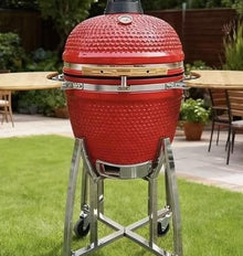 JOSOGO 21 Inch Ceramic Grill, Outdoor Charcoal Grill for Backyard, Patio & Camping, High Temperature Barbecue Grill(Orange)