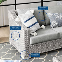 Conway 4-Piece Outdoor Patio Wicker Rattan Furniture Set in Light Gray Gray