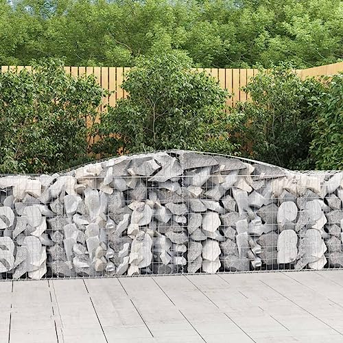 Arched Gabion Baskets 2 pcs 157.5"x19.7"x31.5"/39.4" Galvanized Iron White Black