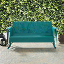 Crosley Furniture Bates 3-Person Retro Metal Outdoor Patio Sofa Glider