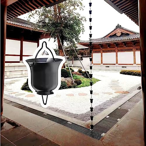 WKNHHL Rain Chain, Temple for Eaves Drainage, Aluminium, Decorative to Replace Gutter Downspouts,260cm (8.5ft)
