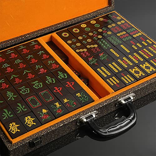 SHATONG Vintage Mahjong Set 144 Tiles with Dice and Spare Tiles