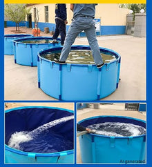 Pool Above Ground Canvas Fish Pond Circular Thickening Pool Large Collapsible Outdoors Tarpaulin for Koi Culture Agricultural Irrigation Water Storage Tank,Easy to Install(Belt Frame)(3 * 1)