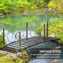 Hassyee Sturdy Garden Bridge with Ornate Vine-Pattern Rails & Secure Handrails for Creek Crossings, Durable Arc Footbridge with Weather-Shield Coating and Non-Slip Surface for Pathway Accents