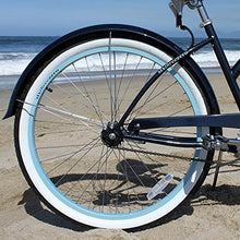 sixthreezero Women's 1-Speed 26-Inch Beach Cruiser Bicycle Classic Dark Blue with Brown Seat/Grips