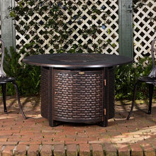 Fire Sense 62373 Florence Woven Aluminum Convertible Gas Fire Pit Table 55,000 BTU Multi-Functional Outdoor with Fire Bowl Lid, Nylon Weather Cover & Clear Fire Glass - Bronze Finish - Round - 44"