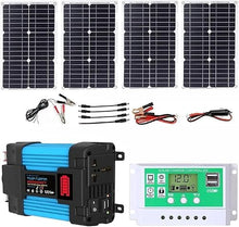 KZZAAO Solar Panel Kit with Inverter and Controller, Complete System for Home and Outdoor Power Generation, 100W Panel,110v