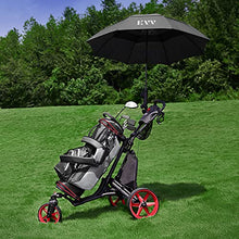 KVV 3 Wheel 360 Rotating Front Wheel Foldable/Collapsible Golf Push Cart Red/Black