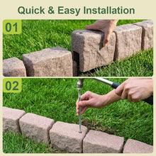 Generic Faux Stone Landscape Edging Decorative Stone-Look Garden Border with 24 Pieces Spikes 12pcs for DIY Outdoor Yard Landscaping