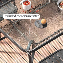 Dalumian Outdoor Patio Dining Set, Bistro Dining Furniture Set, 5 Pieces Foldable Table and Chairs Set, Carbon Steel Frame & Tempered Glass Tabletop, for Balcony Garden, 31.5 x 28.3In(Round)