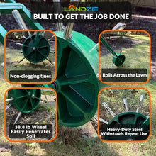Landzie - Rolling Lawn Aerator Duo, Manual Core Plug Aerator