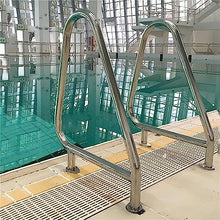 MSHOSAC Pool Handrails Swimming Pool Hand Rail for Ground Swimming Pools 304 Stainless, with Blue Grip Cover, Swimming Pool Stair Rail & Complete Mounting Accessories (Armrest x1)