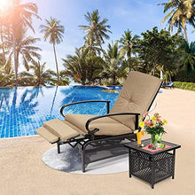 Skiway Outdoor Patio Recliner with Hand-Woven Wicker, Rust-Resistant Frames and Small Side Table Set of 2(Brown), 1 seat