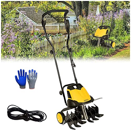 TREEYX Garden Gear Electric Garden Tiller,Cultivator Rotavator,6 Blades,Tillage Depth 22cm,Plow Width 45cm,Folding Rotary Motor Hoe,for Lawn,Vegetable Patch (10m Extension Cord)