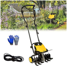 TREEYX Garden Gear Electric Garden Tiller,Cultivator Rotavator,6 Blades,Tillage Depth 22cm,Plow Width 45cm,Folding Rotary Motor Hoe,for Lawn,Vegetable Patch (10m Extension Cord)