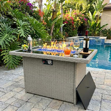 Propane Fire Pit Table, 44" Outdoor Gas Fire Pit with Glass Wind Guard & Waterproof Cover