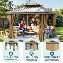 YITAHOME 10x10ft Hardtop Gazebo with Nettings and Curtains Aluminum Frame