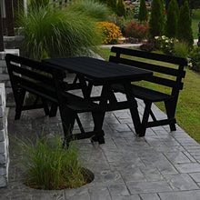 A & L Furniture Yellow Pine Traditional Picnic Table with 2 Backed Benches & 2" Umbrella Hole, 6', Olive Gray