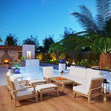 Modway EEI-1480-NAT-WHI-SET Marina Premium Grade A Teak Wood Outdoor Patio Furniture Set, 10 Piece, Natural White