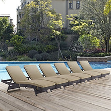 Modway Convene Wicker Rattan Outdoor Patio Chaise Lounge Chairs Set of 6 Mocha