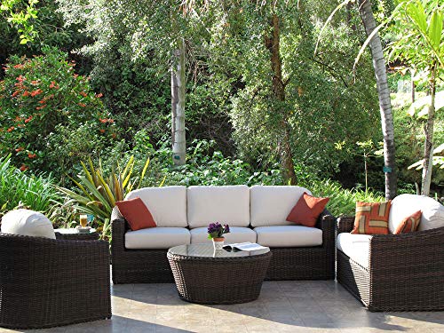 kingrattan.com Outdoor Patio Woven Wicker Furniture Living 5 Piece Sofa Set (Choice of Sunbrella Fabric)