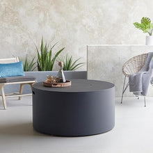 Covewood 41 Inch Round Aluminum Propane Fire Pit Table in Black By Lakeview Outdoor Designs