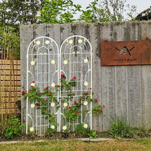 Decorative Metal Garden Trellis for Climbing Plants, Rustproof Flower Support with Bird,Leaves,Flowers,for Ivy,Rose,Morning Glory,Jasmine,Grape,Blackberry,Cucumber,Beans,Peas (Cream White,4)