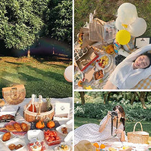 Storage Basket,Picnic,Handmade Wicker with Handle,Woven Hamper, Camping with Double Lids,Portable Shopping with Cloth Lining