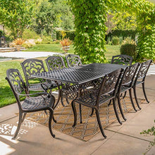 Christopher Knight Home Abigal 9-Piece Outdoor Cast Aluminum Dining Set Shiny Copper Finish
