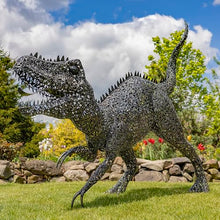 Zaer Ltd. 7.33ft Tall Giant Metal Tyrannosaurus Rex Garden Statue Chompers Metallic