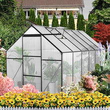 ACQCA 6x12 FT Polycarbonate Greenhouse with Sliding Door and Adjustable Roof Black