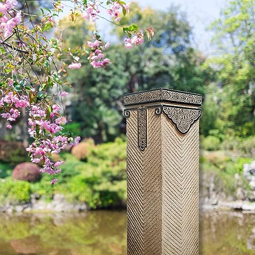 ARCVOX Asian Zen Pagoda Pedestal Stand Pillar, Polyurethane Antique Stone Columns, Pedestal Stand Holder Indoor Outdoor, Landscape Prop Scene Layout (Size : Size M)