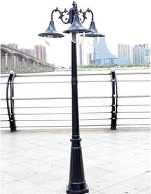 Lamp Post Lights Outdoor,99.2in 3-Head Garden Path Pillar Lamp Aluminum Pillar Post Light Glass Lantern Courtyard Bollard Path Lamp IP65 Waterproof Post Light Pillar Lamp