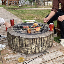 Outdoor Circular Stone Fire Pit, 30Inch Outdoor Patio Fire Pit Bowl BBQ Grill Imitation Stone Manufacturing Magnesium Oxide Table Top Fire Pit Round Fire Pit for Backyard Garden Home